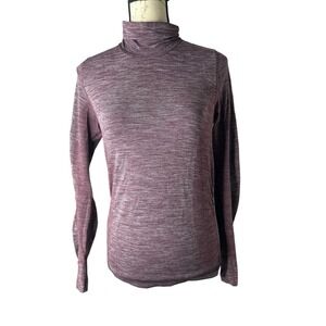 Lululemon Woolly Wonder Turtleneck Maroon/ White Women's  Size 8 Long Sleeve Top